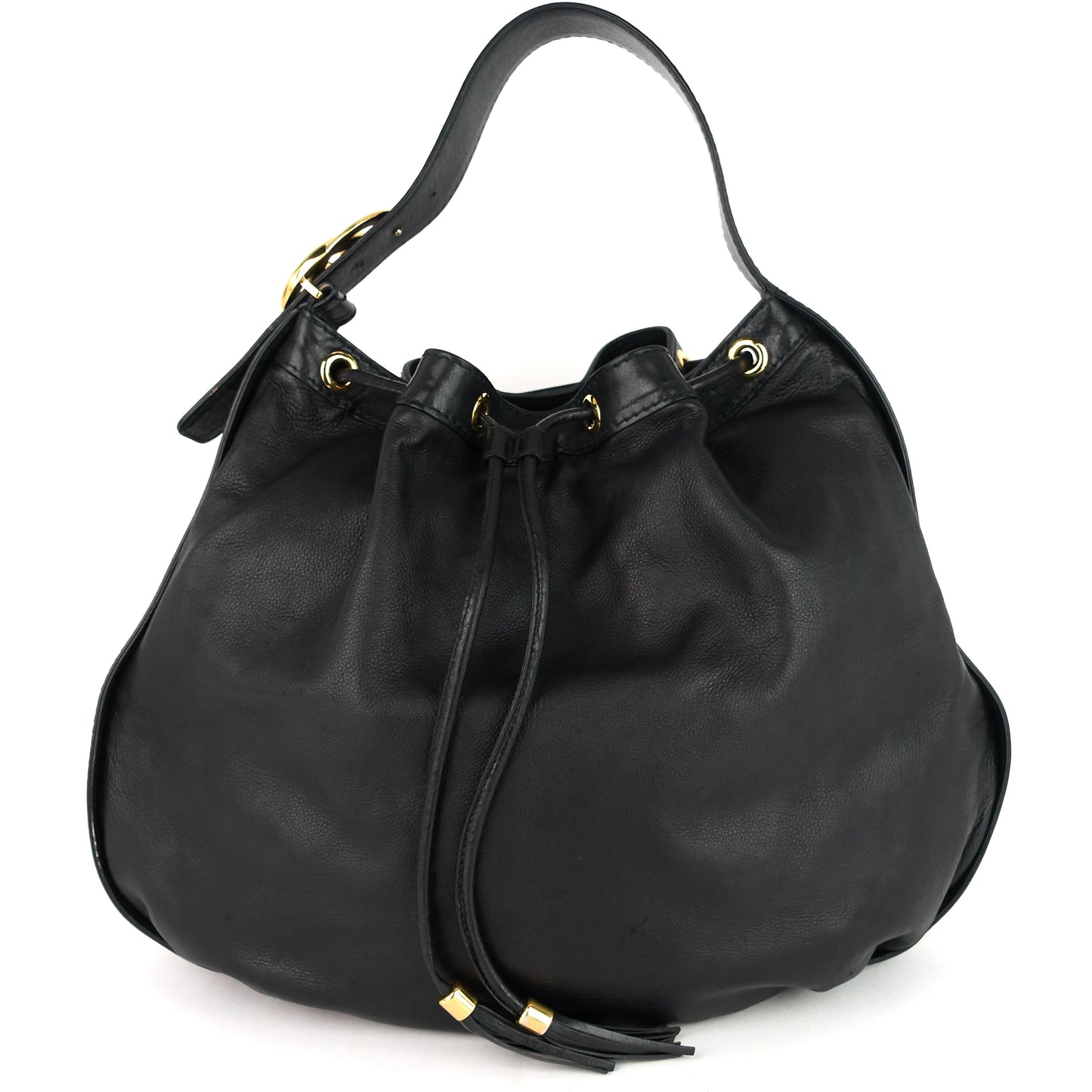 Gucci Drawstring Soft Leather Tote Bag