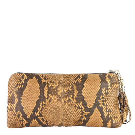 Gucci Zipped Python Leather Clutch Bag