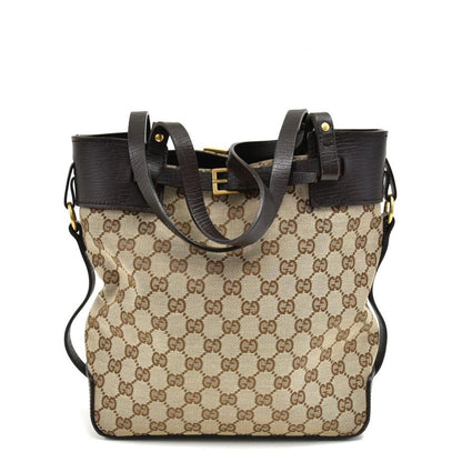 Gucci Monogram Canvas Ornamental Buckle Tote Bag