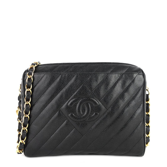 Chanel Quilted Caviar Leather CC Camera Bag