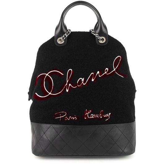 Chanel Paris-Hamburg Embroidered Wool and Calfskin Large Shopping Bag
