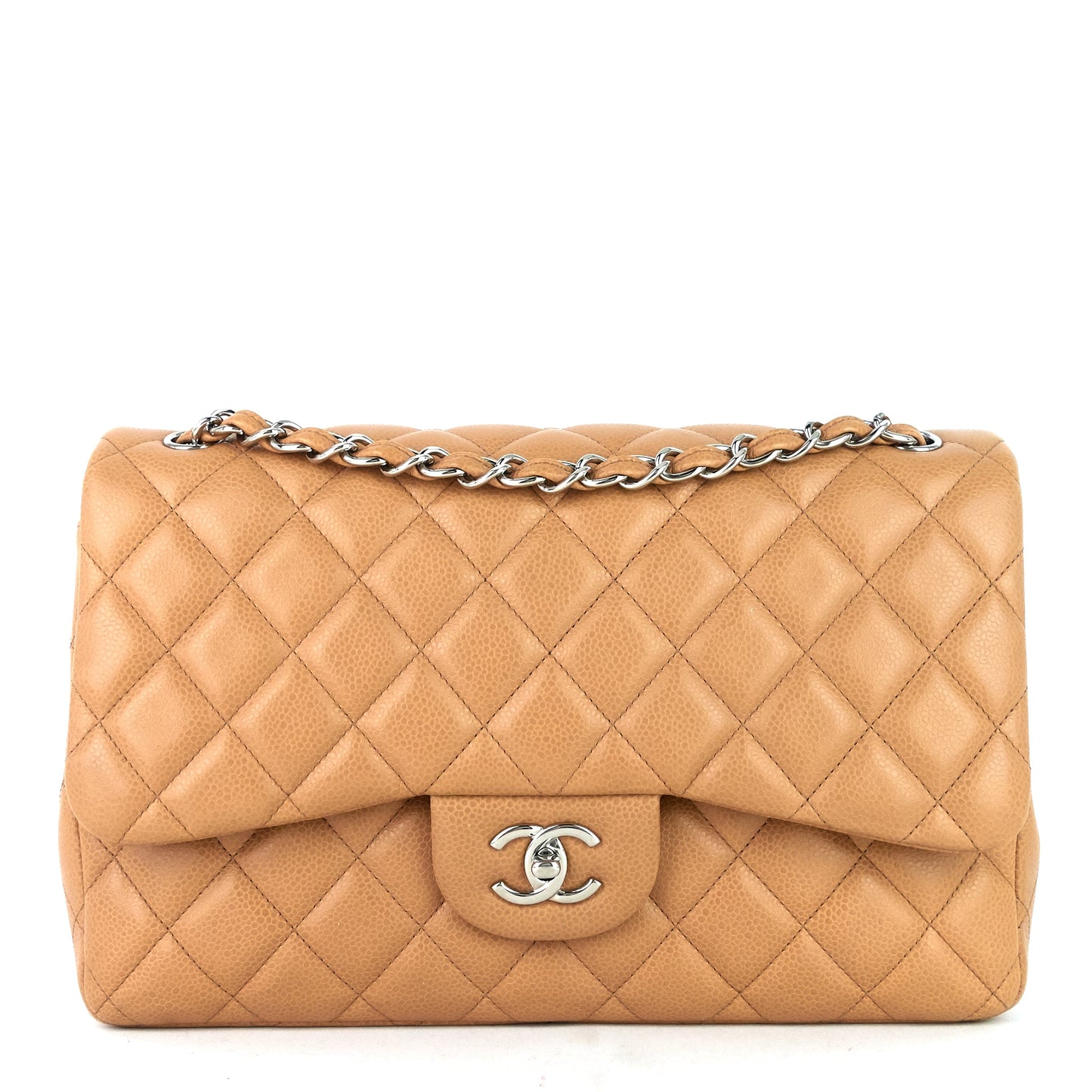 Chanel Double Flap Quilted Caviar Leather Bag