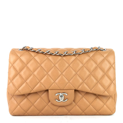 Chanel Double Flap Quilted Caviar Leather Bag
