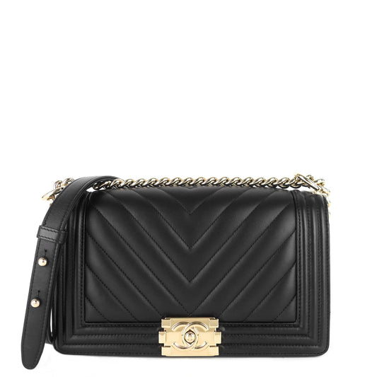 Chanel Boy Medium Chevron Quilted Calfskin Leather Bag