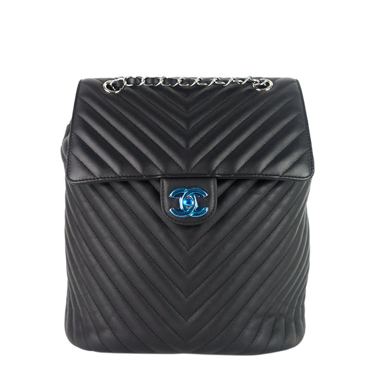 Chanel Urban Spirit Large Chevron Calfskin Backpack Bag