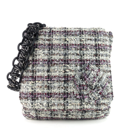 Chanel Floral Appliqué Tweed Messenger Bag