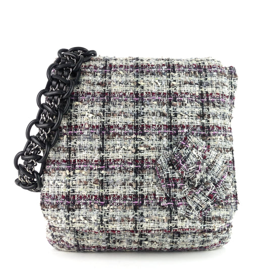 Chanel Floral Appliqué Tweed Messenger Bag