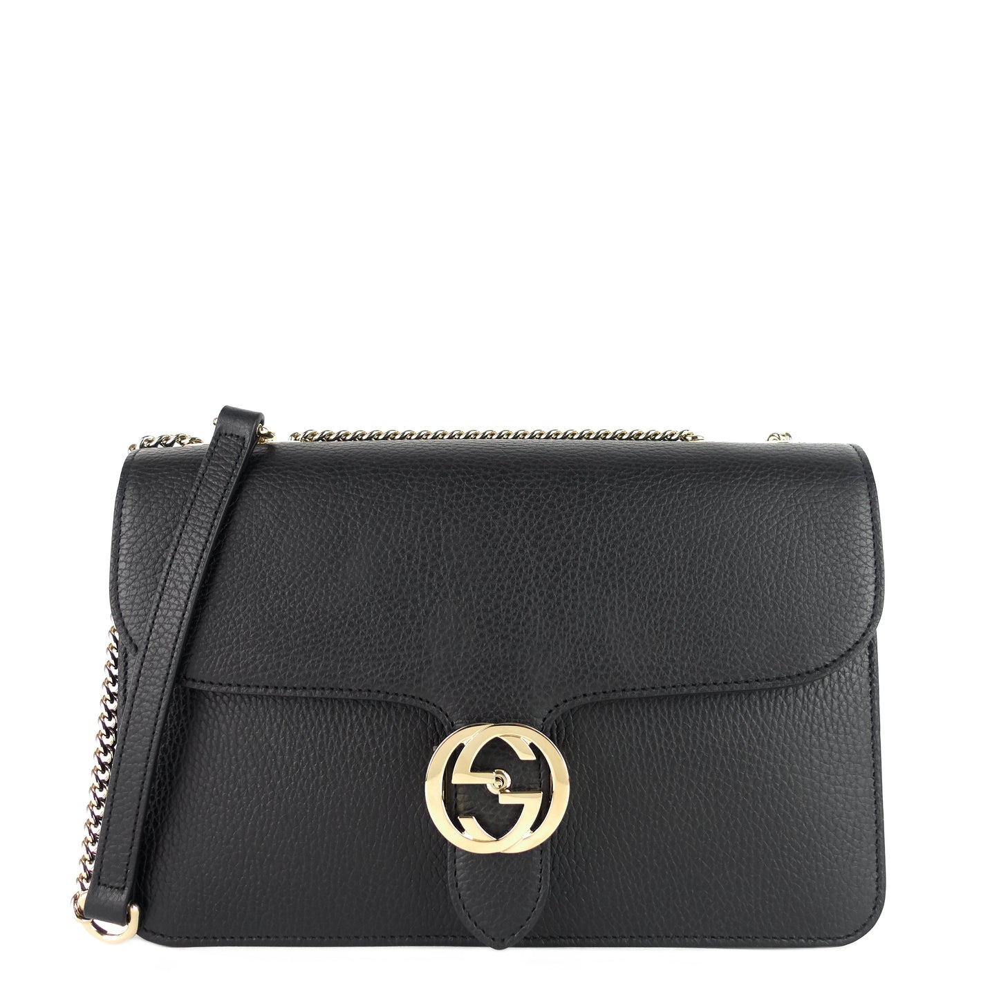 Gucci Dollar Interlocking G Medium Calfskin Leather Shoulder Bag