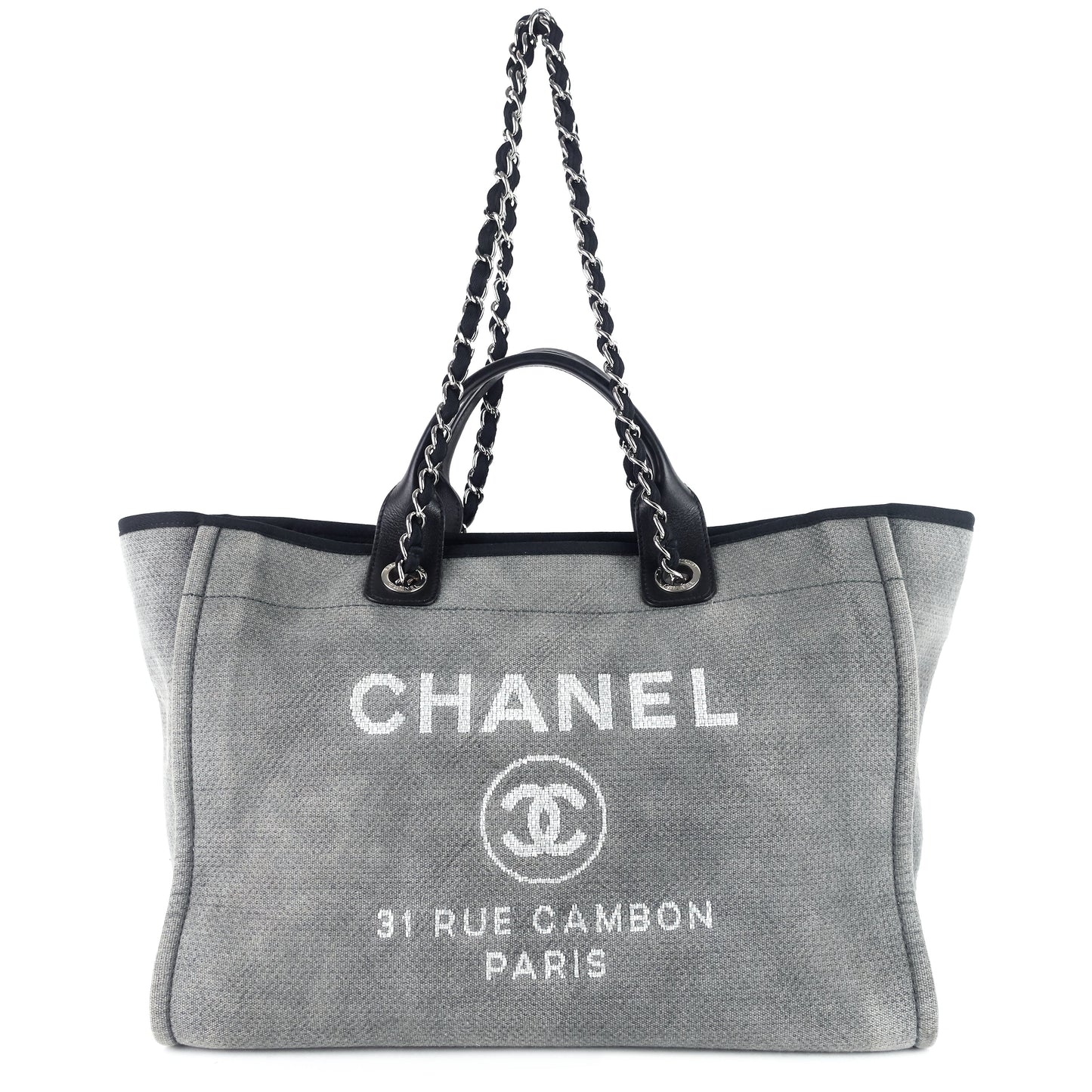 Chanel Deauville Medium Canvas Shopping Tote Bag
