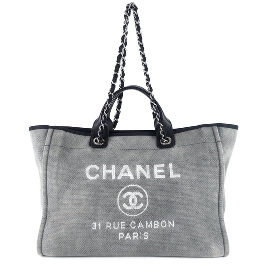 Chanel Deauville Medium Canvas Shopping Tote Bag