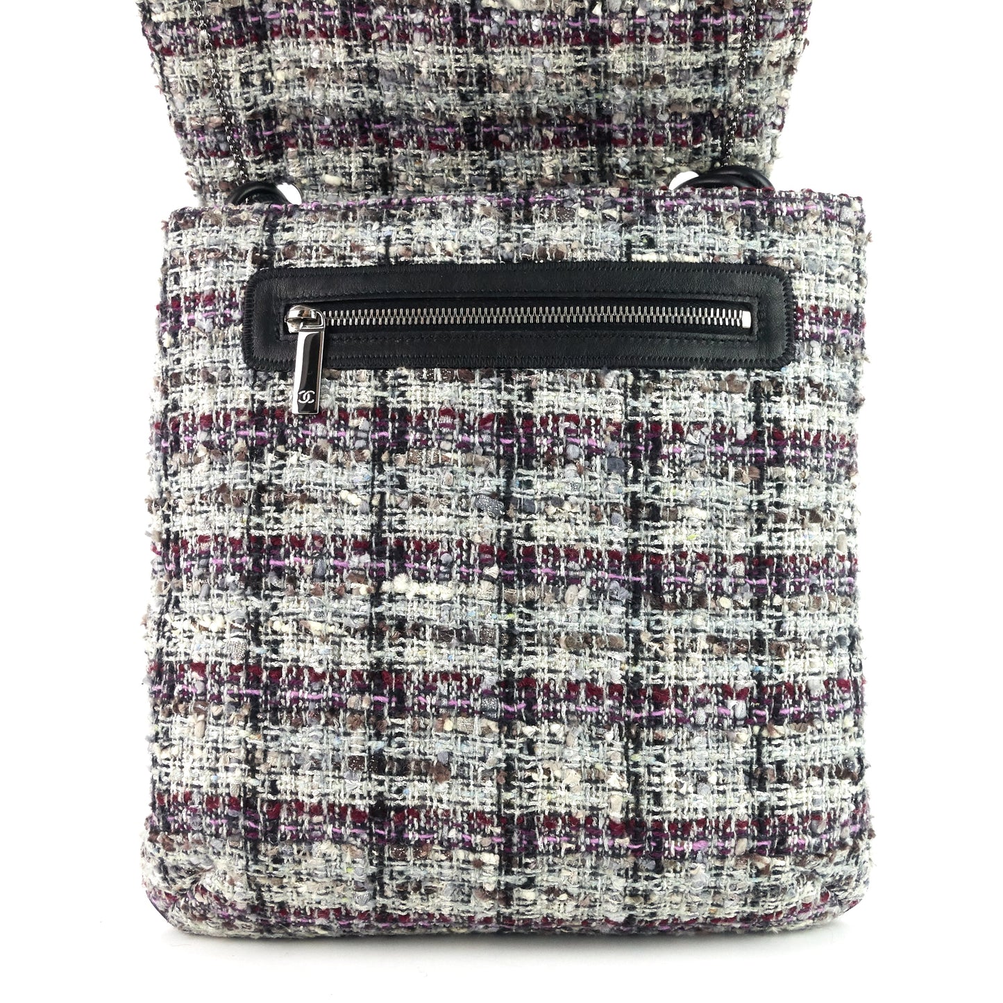 Chanel Floral Appliqué Tweed Messenger Bag