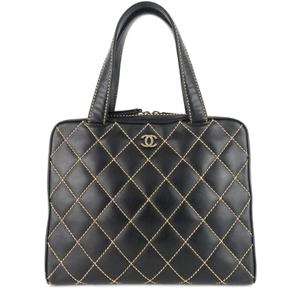 Chanel Surpique Top Handles Calfskin Leather Bowler Bag