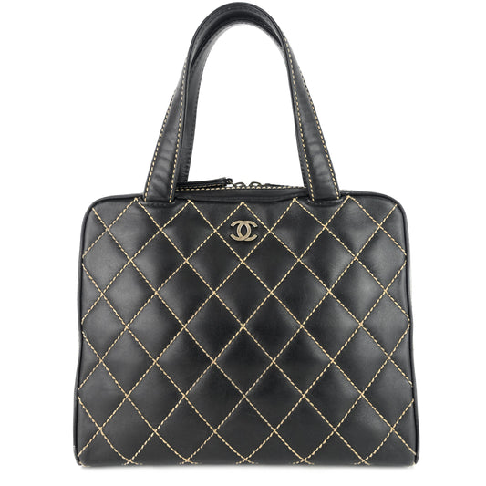 Chanel Surpique Top Handles Calfskin Leather Bowler Bag