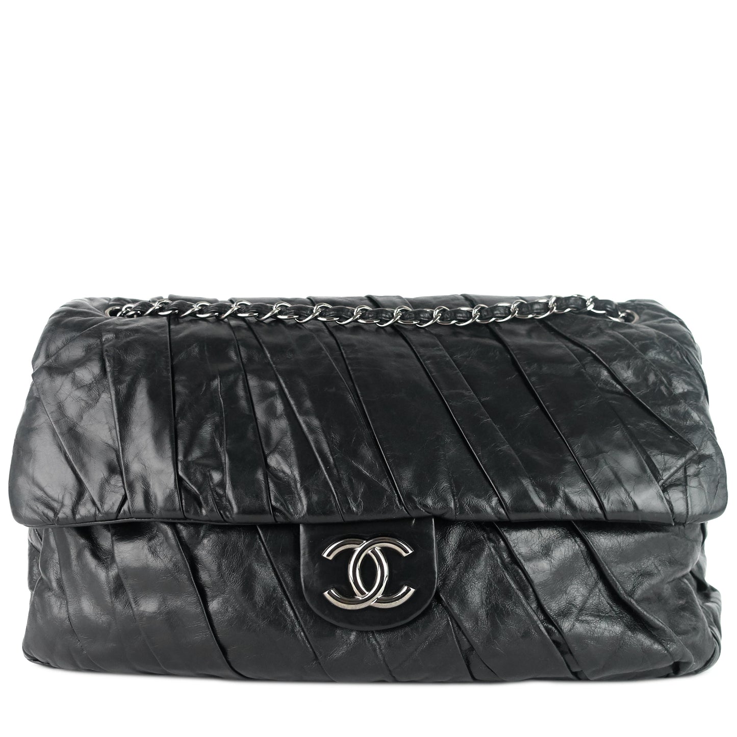 Chanel Twisted Flap Maxi Glazed Calfskin Leather Bag