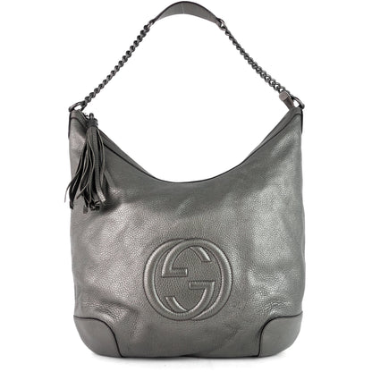 Gucci Soho Chain Pebbled Calf Leather Hobo Bag