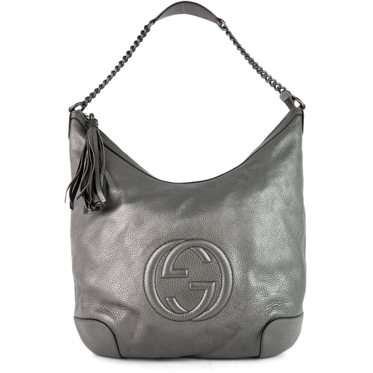 Gucci Soho Chain Pebbled Calf Leather Hobo Bag