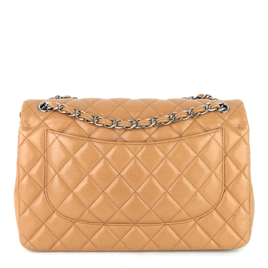 Chanel Double Flap Quilted Caviar Leather Bag