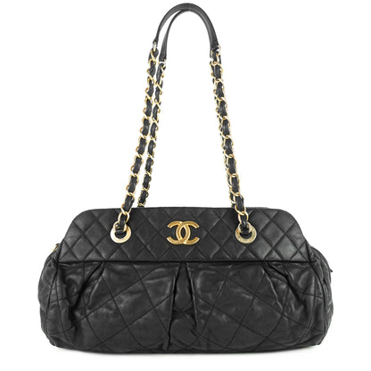 Chanel Chic Quilted Iridescent Calfskin Leather Bowling Bag