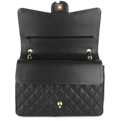 Chanel Double Flap Quilted Caviar Leather Bag