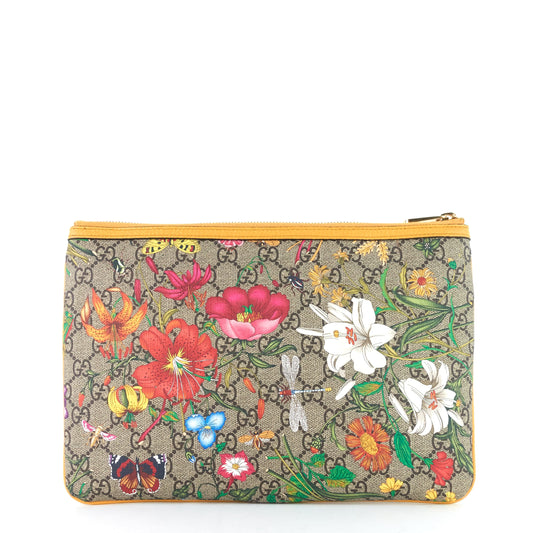 Gucci Ophidia Floral GG Supreme Large Clutch Bag
