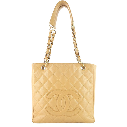Chanel Petite Shopping Tote Quilted Caviar Leather Bag