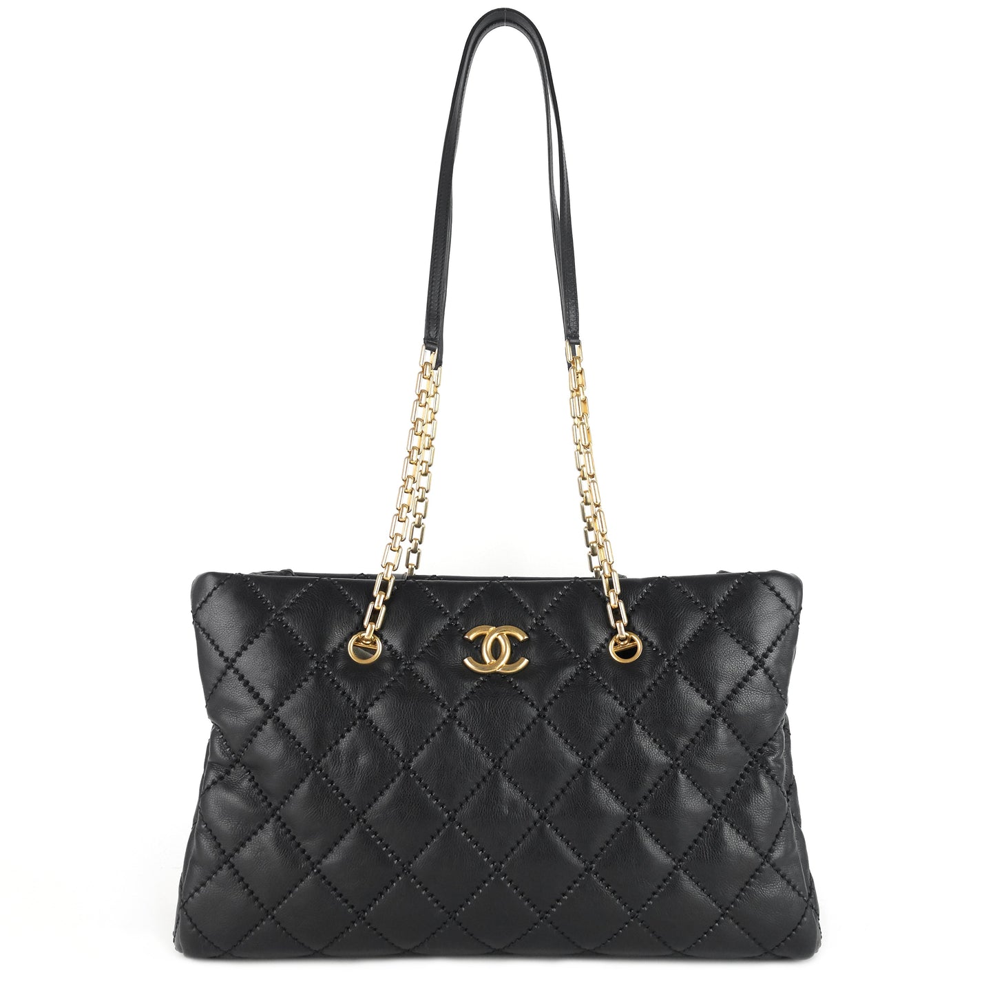 Chanel Retro Chain Large Calfskin Leather Shopping Tote Bag