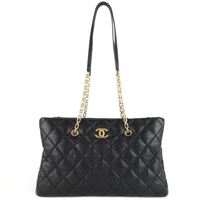 Chanel Retro Chain Large Calfskin Leather Shopping Tote Bag