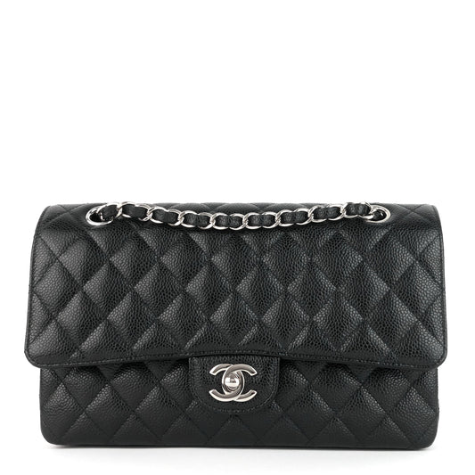 Chanel Double Flap Quilted Caviar Leather Bag