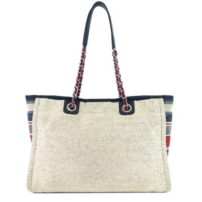 Chanel Deauville Small Canvas Shopping Tote Bag