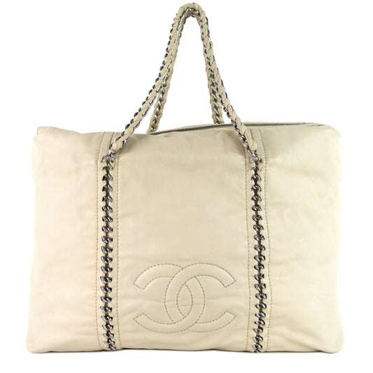 Chanel Modern Chain Zip Leather Tote Bag