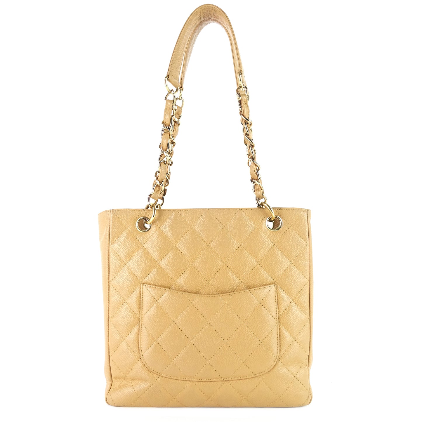 Chanel Petite Shopping Tote Quilted Caviar Leather Bag