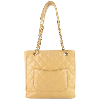 Chanel Petite Shopping Tote Quilted Caviar Leather Bag