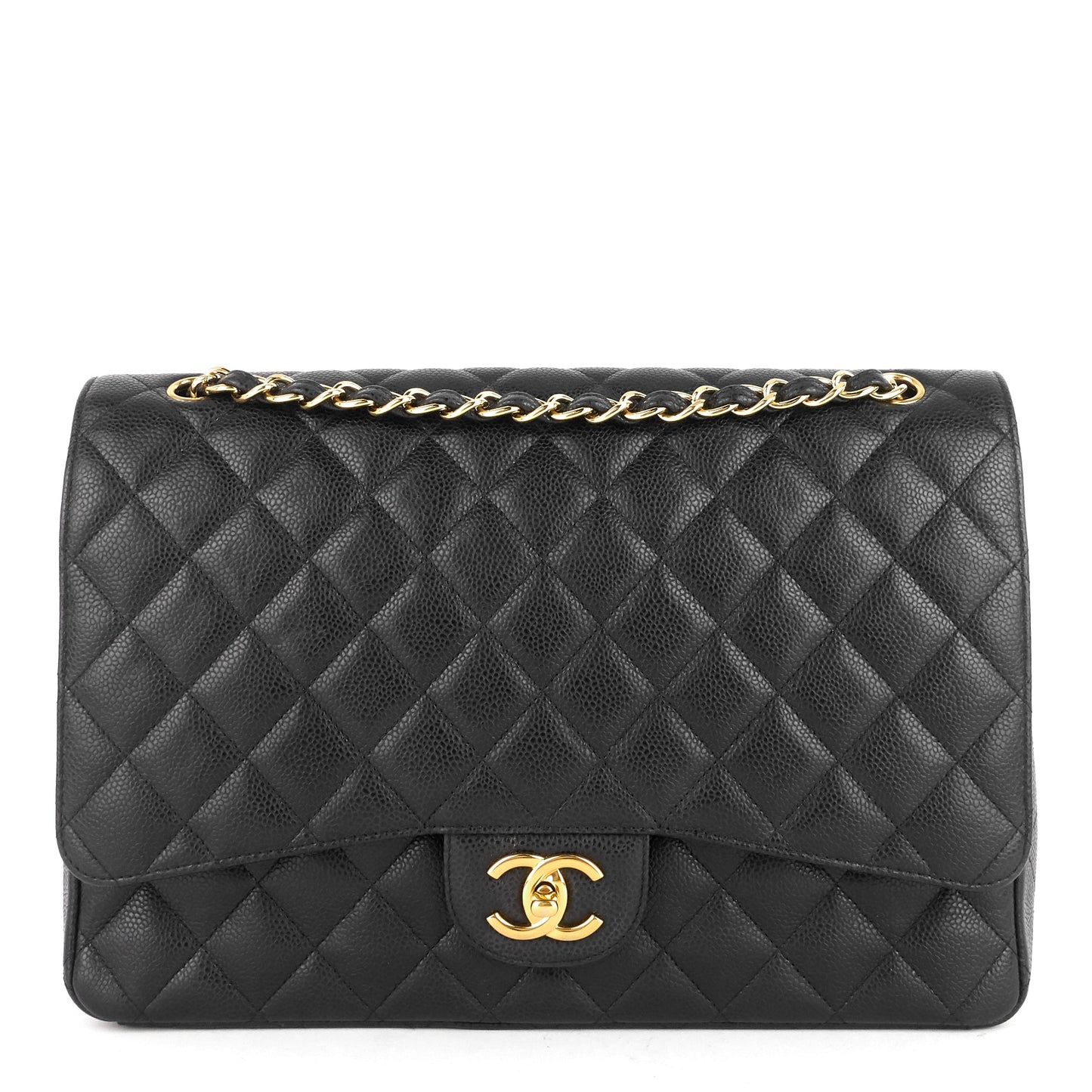 Chanel Double Flap Quilted Caviar Leather Bag