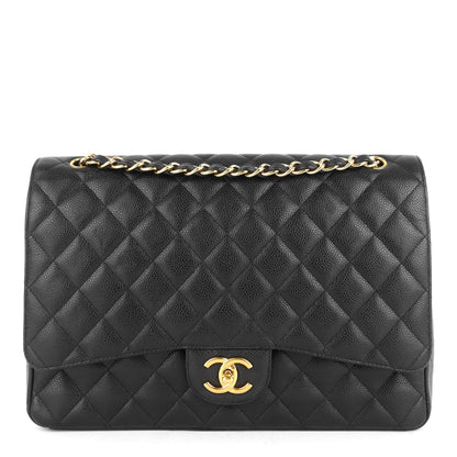 Chanel Double Flap Quilted Caviar Leather Bag