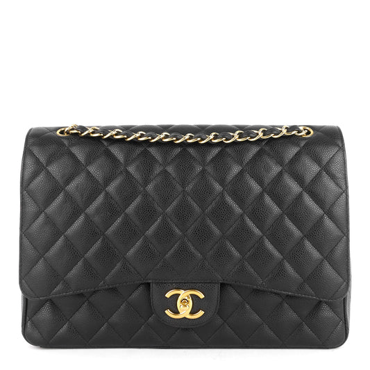 Chanel Double Flap Quilted Caviar Leather Bag