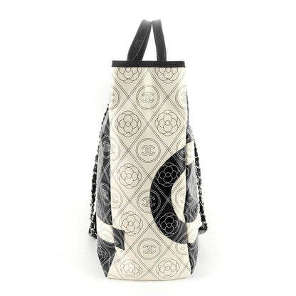 Chanel Coated Canvas Camellia Large Shopping Tote Bag