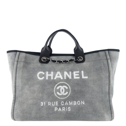 Chanel Deauville Medium Canvas Shopping Tote Bag