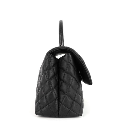 Chanel CC Coco Small Caviar and Lizard-Embossed Calfskin Top Handle Bag