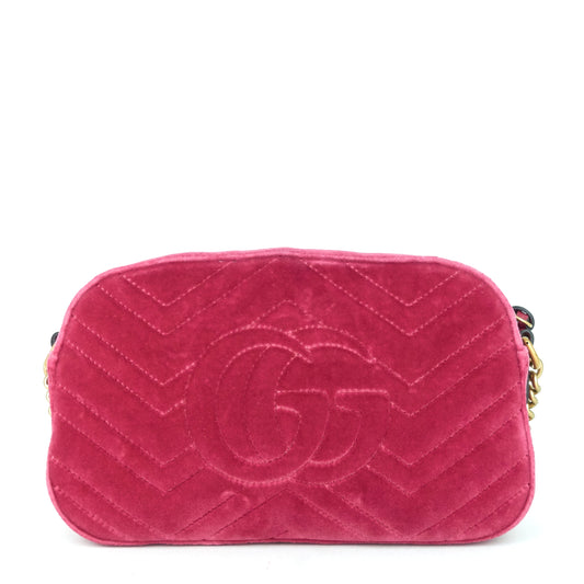 Gucci Marmont 2.0 Fuchsia Velvet Shoulder Bag