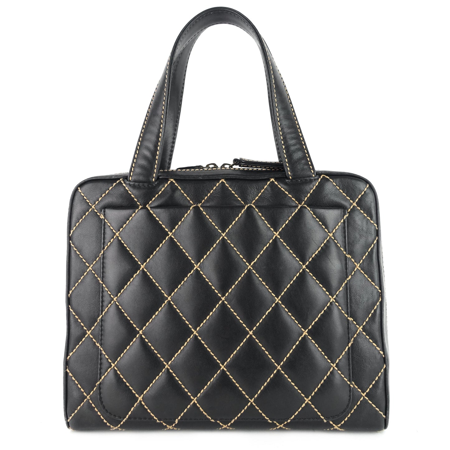 Chanel Surpique Top Handles Calfskin Leather Bowler Bag