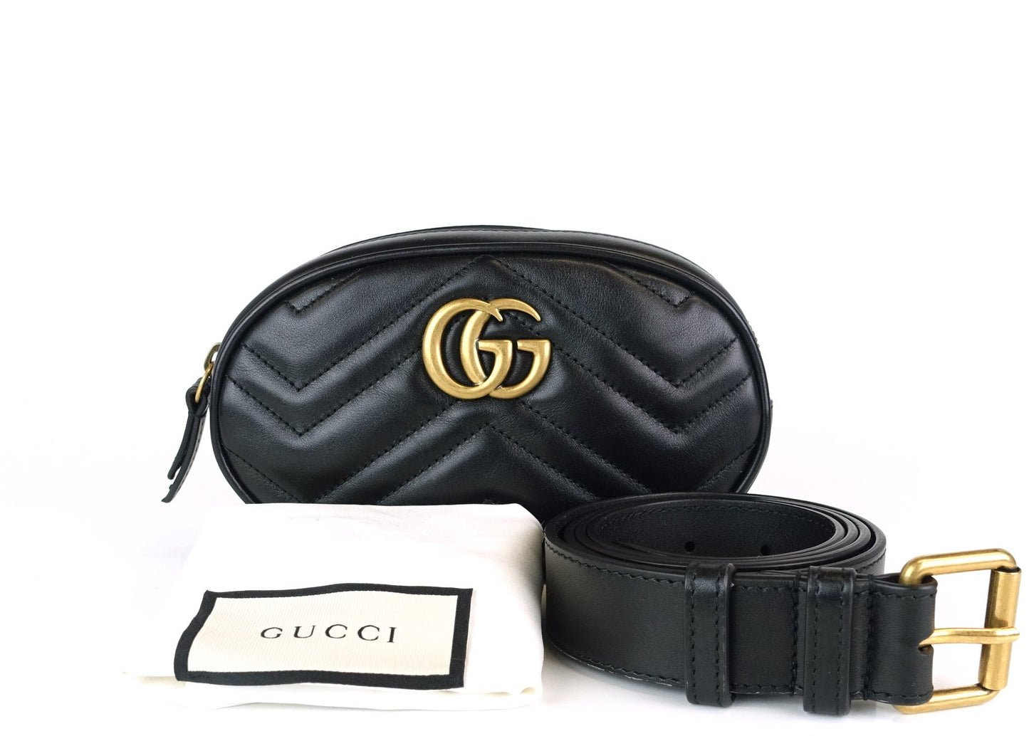 Gucci Marmont Matalasse Chevron Leather 95 Belt Bag