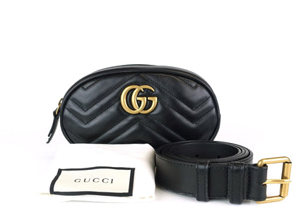 Gucci Marmont Matalasse Chevron Leather 95 Belt Bag