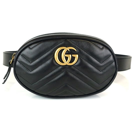 Gucci Marmont Matalasse Chevron Leather 95 Belt Bag