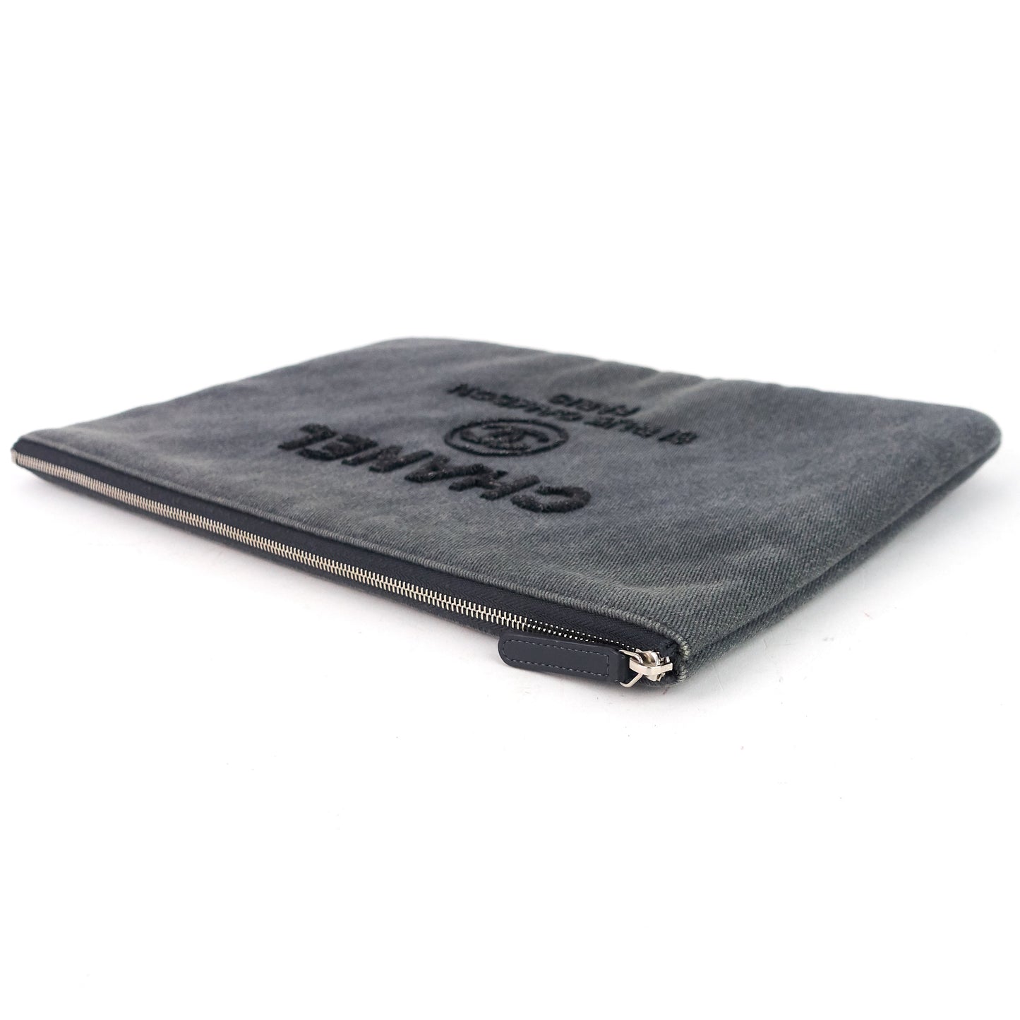 Chanel Deauville Denim O Case Sequin Clutch Bag