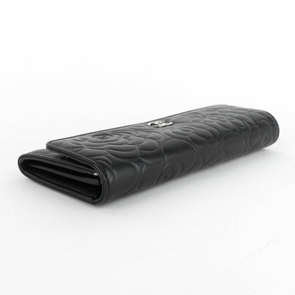 Chanel Embossed Camellia Lambskin Flap Wallet