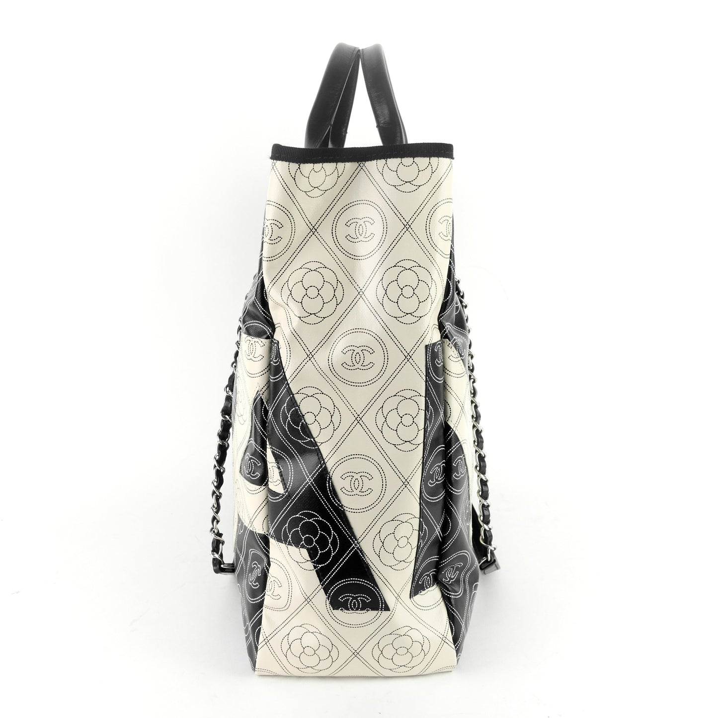 Chanel Coated Canvas Camellia Large Shopping Tote Bag