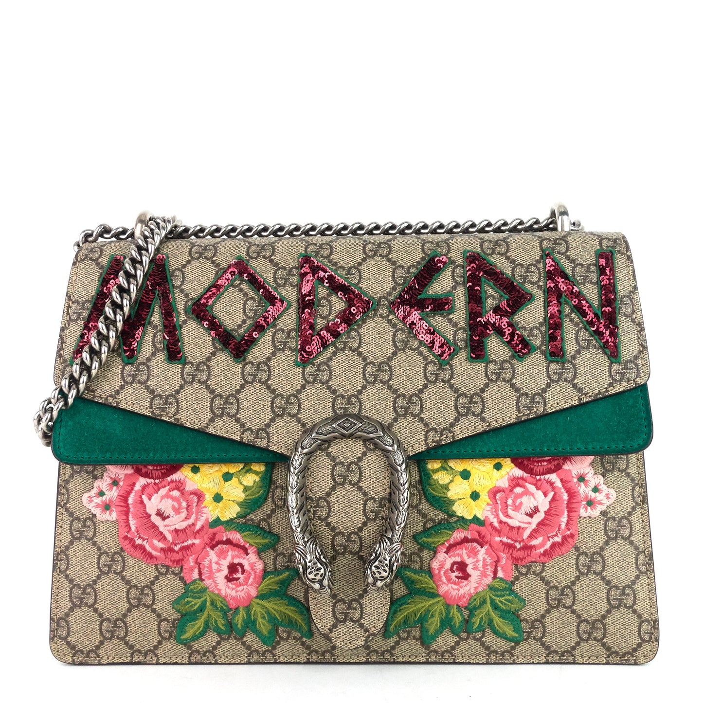 Gucci Dionysus Medium Suede and Embroidered Supreme Canvas Bag