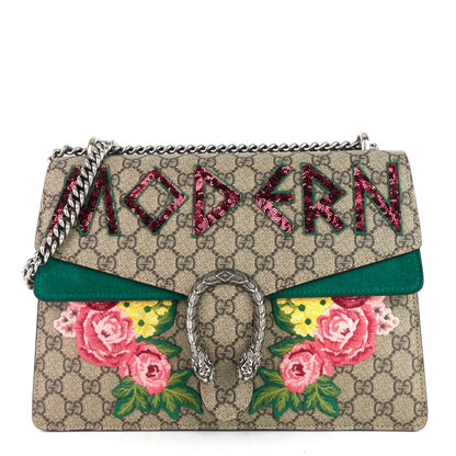 Gucci Dionysus Medium Suede and Embroidered Supreme Canvas Bag