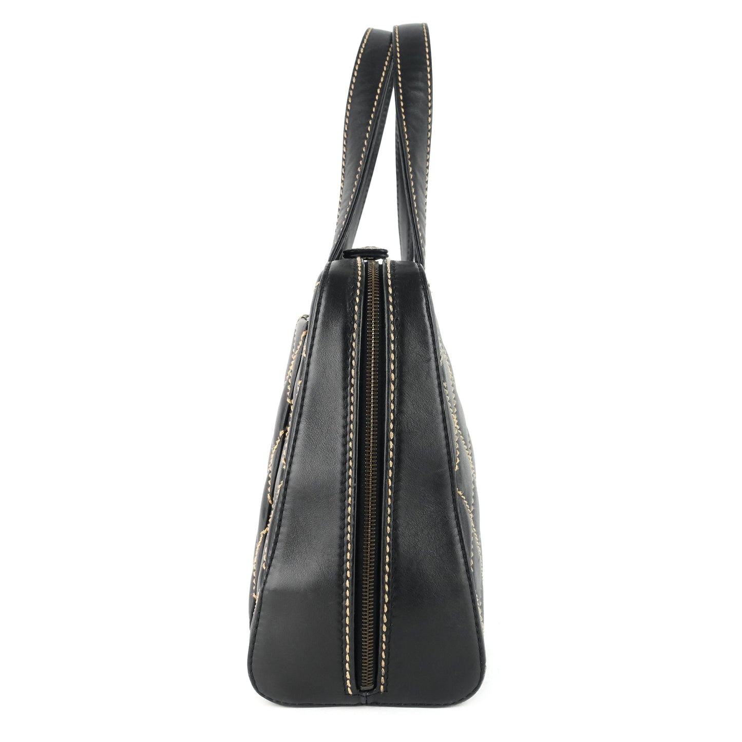Chanel Surpique Top Handles Calfskin Leather Bowler Bag