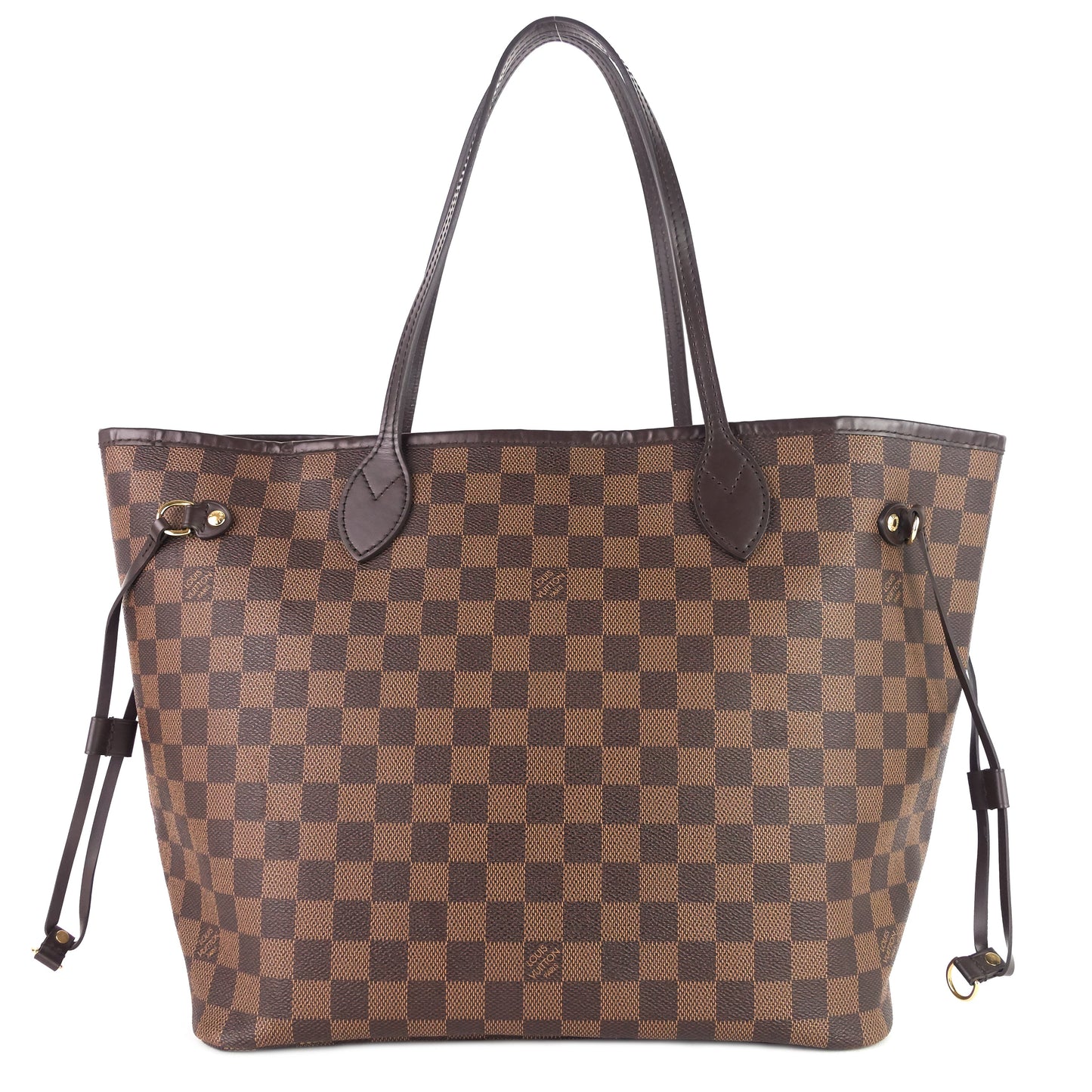 Louis Vuitto Neverfull MM Damier Ebene Canvas Bag with Pouch